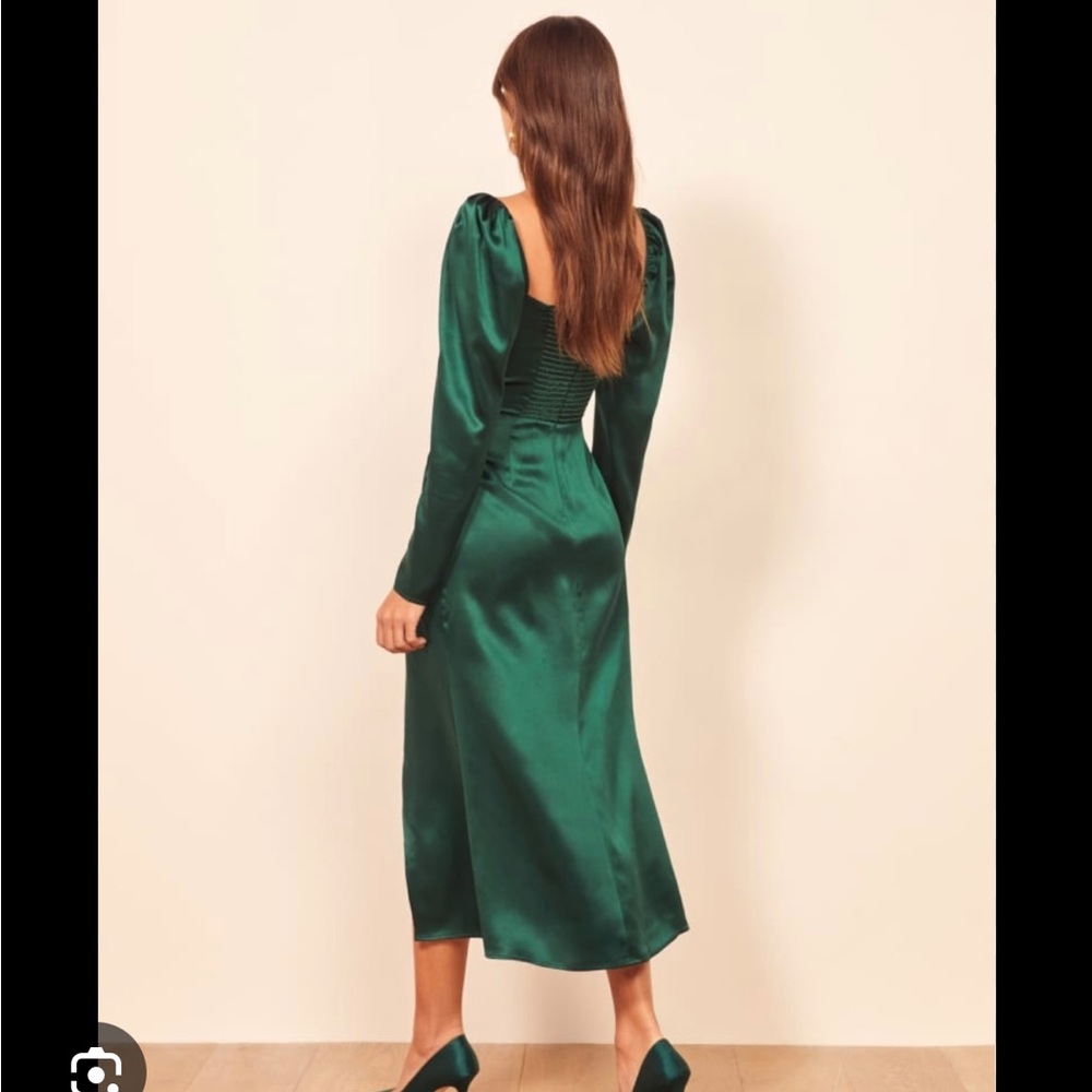 Reformation Rey Silk Long Sleeve Midi Dress 4 - Picture 2 of 10